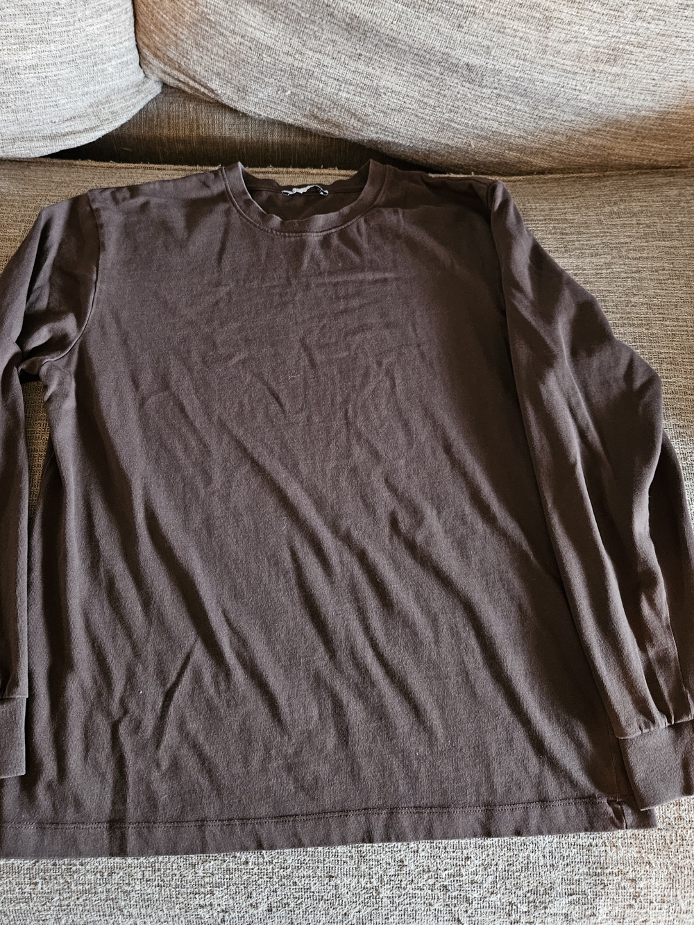 Zara Men's Long Sleeve Crewneck Shirt - Dark Brown